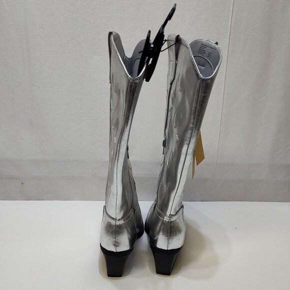 Steve Madden NYC Silver Tall Western Cowgirl Rodeo Boots WMNS US6 Comfort Insole - Picture 6 of 12